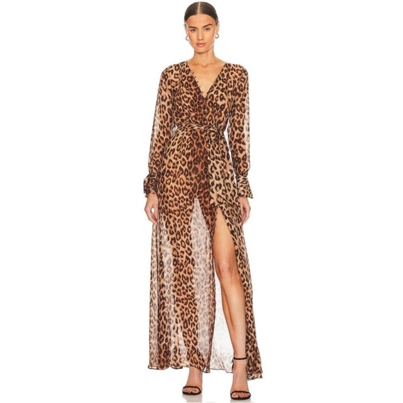 L'AGENCE 100% silk dress in cheetah